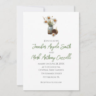 Floral Daisy Wedding Invitations Rustic Mason Jar