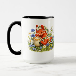 Floral Dala Horse Coffee Lover Art | Scandinavian  Mug