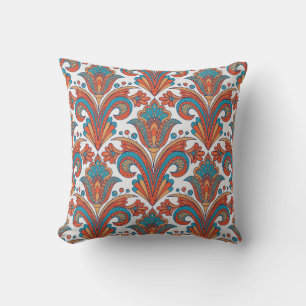 Floral damask colorful seamless pattern cushion