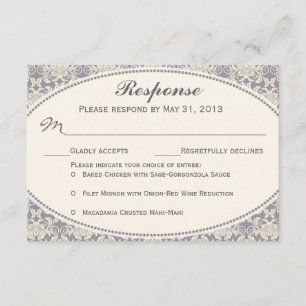 Floral Damask Lace RSVP Wedding Response Cards