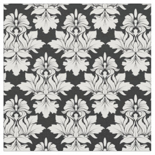 Floral Damask on Black Fabric 2