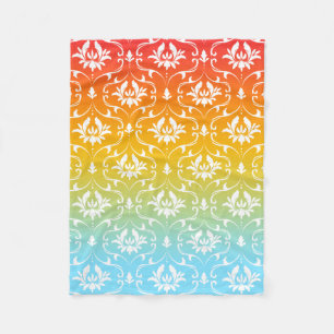 Floral Damask On Ombre Background Fleece Blanket