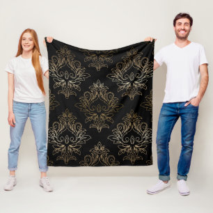 Floral Damask pattern fleece blanket