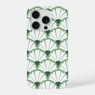Floral Damask Pattern Green & White iPhone 15 Pro Case
