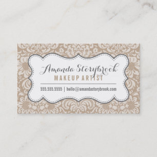 FLORAL DAMASK PATTERN trendy vintage kraft grey Business Card