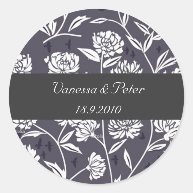 Floral damask personalised stickers (Front)
