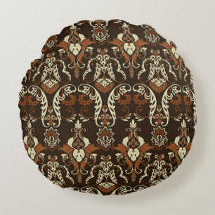 Floral damask print: vintage seamless. round cushion