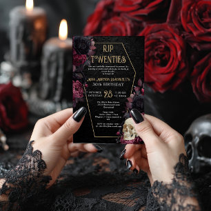 floral Damask RIP Twenties Gothic 30th Birthday Invitation
