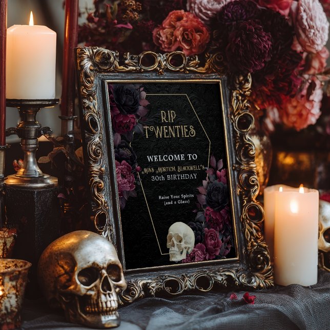 floral Damask RIP Twenties Gothic 30th Birthday Poster (floral Damask RIP Twenties Gothic 30th Birthday Poster)