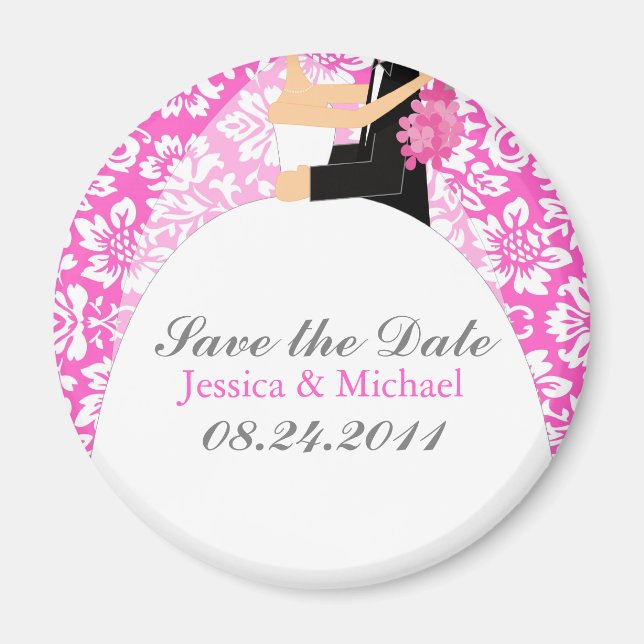 Floral Damask Save the Date Magnet (Front)
