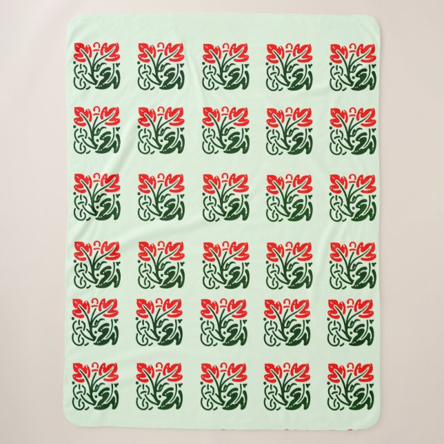 Floral Damask Sherpa Blanket (Front)