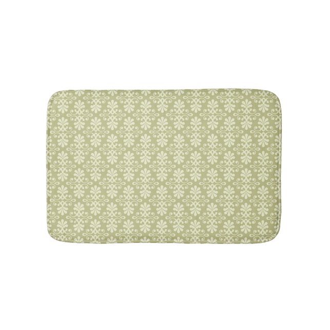 Floral damask wallpaper bath mat (Front)