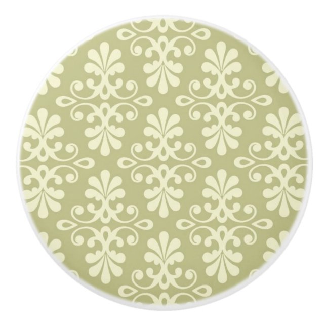 Floral damask wallpaper ceramic knob (Front)