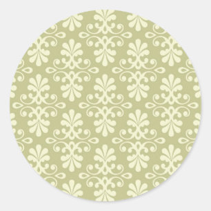 Floral damask wallpaper classic round sticker