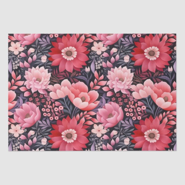 Floral Dark Backdrop Tissue Paper (Front)