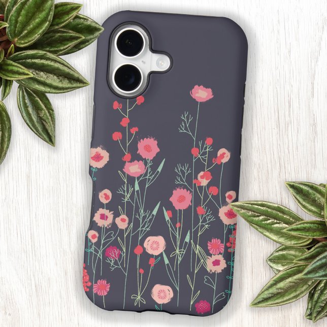 Floral Dark Boho (Boho wildflower art cell phone case)