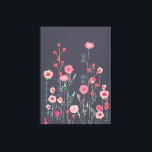 Floral Dark Boho Canvas Print<br><div class="desc">Modern Bohemian botancial art.
Pretty boho loose pink floral painting on a dark grey background.
Inspired by wild flowers seen growing in Plymouth.  Original art by Nic Squirrell.</div>