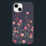 Floral Dark Boho Case-Mate iPhone 14 Case<br><div class="desc">Painting of wild flowers I saw by a wall in Plymouth. 
Pretty boho loose pink floral painting on a dark grey background.  Original art by Nic Squirrell.</div>