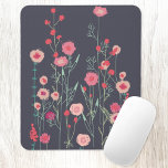 Floral Dark Boho Mouse Mat<br><div class="desc">Modern Bohemian botancial art.
Pretty boho loose pink floral painting on a dark gray background.
Original art by Nic Squirrell.</div>