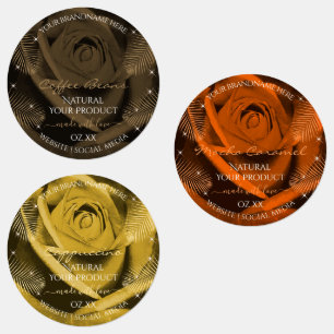 Floral Dark Brown Orange and Yellow Product Labels