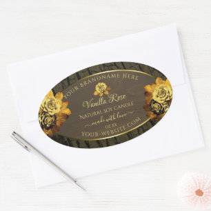 Floral Dark Brown Tree Bark Grain Product Labels
