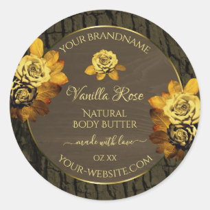 Floral Dark Brown Tree Bark Grain Product Labels