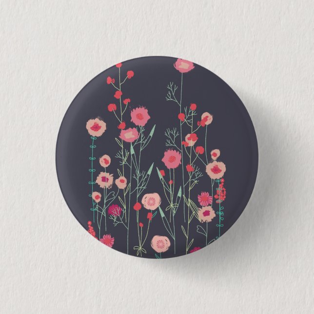 Floral Dark Modern 3 Cm Round Badge (Front)