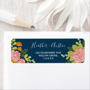 Floral Dark Navy Blue Wedding Botanic