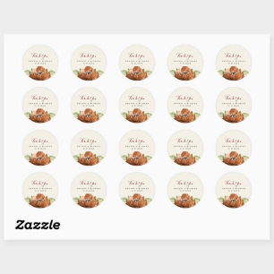 Floral Dark Orange Autumn Wedding Sticker