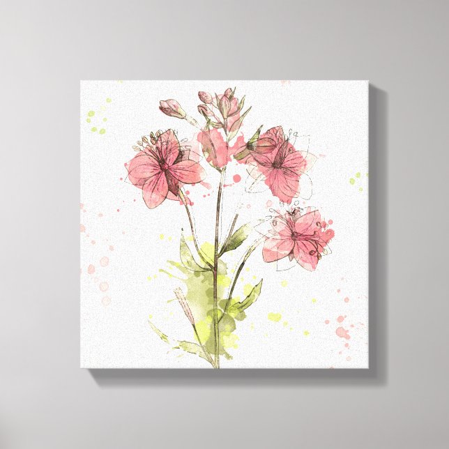 Floral Dark Pink Splash Canvas Print (Front)