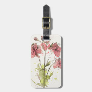 Floral Dark Pink Splash Luggage Tag