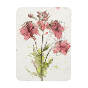Floral Dark Pink Splash Magnet