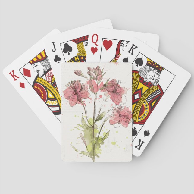Floral Dark Pink Splash Playing Cards (Back)