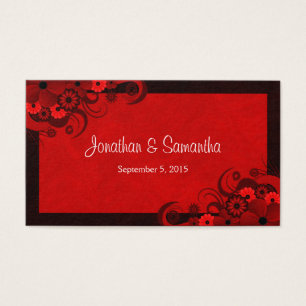 Floral Dark Red Gothic Custom Wedding Favour Tags