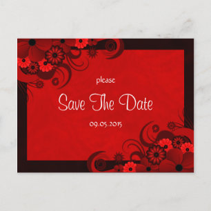 Floral Dark Red Gothic Save The Date Announcements