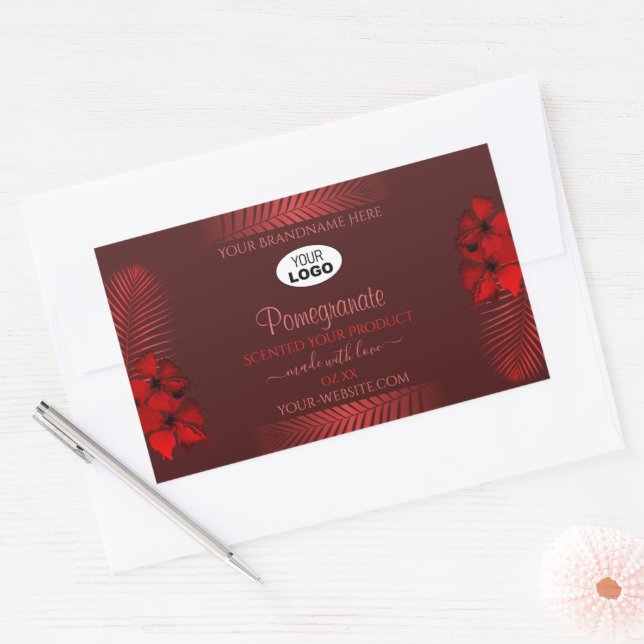 Floral Dark Red Product Labels Hawaii Flowers Logo (Envelope)