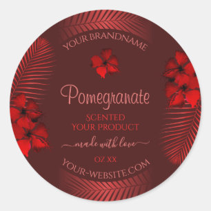 Floral Dark Red Product Labels Hawaiian Flowers