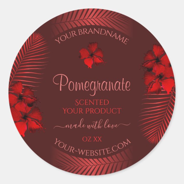 Floral Dark Red Product Labels Hawaiian Flowers (Front)