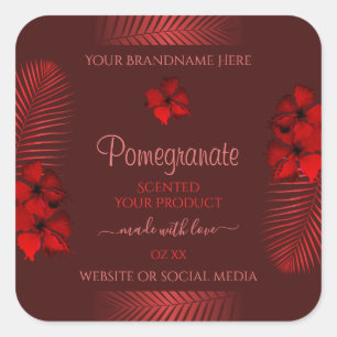 Floral Dark Red Product Labels Hawaiian Flowers