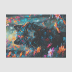 Floral Dark Wolf Tissue Paper