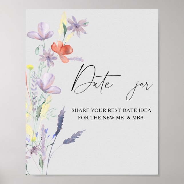 Floral date night ideas. Date jar bridal game Poster (Front)