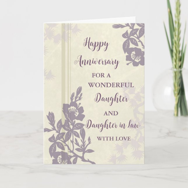 Floral Daughter & Daughter in Law Anniversary Card (Front)