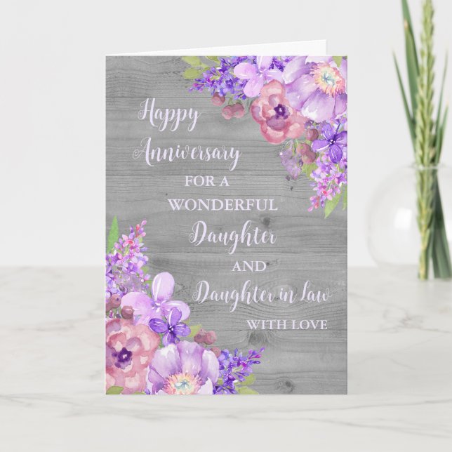 Floral Daughter & Daughter in Law Anniversary Card (Front)