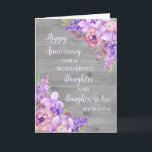 Floral Daughter & Daughter in Law Anniversary Card<br><div class="desc">Happy wedding anniversary card for daughter and daughter in law with beautiful watercolor vintage purple flowers,  rustic wood and sentimental verse.</div>