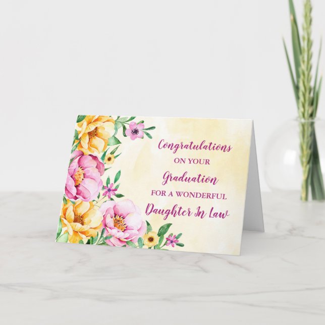 Floral Daughter In Law Congratulations Graduation Card (Front)