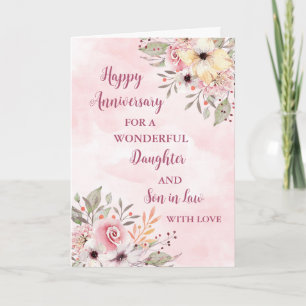 Floral Daughter & Son in Law Wedding Anniversary Card