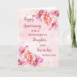 Floral Daughter & Son in Law Wedding Anniversary Card