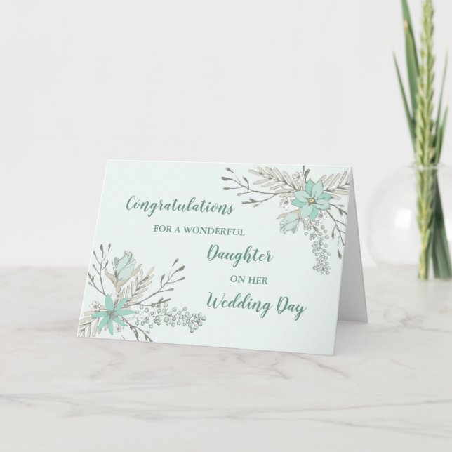 Floral Daughter Wedding Day Congratulations Card (Front)
