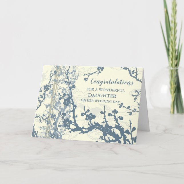 Floral Daughter Wedding Day Congratulations Card (Front)