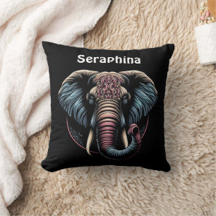 Floral dawn elephant art cushion